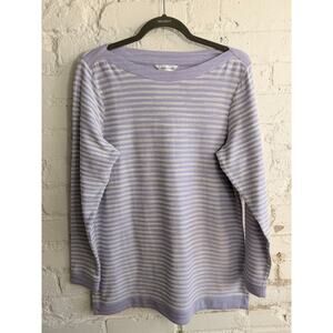 Christopher & Banks Lilac Striped Relaxed Restyled Long Sleeve Top Women’s M